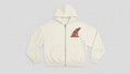 Sudadera con cremallera oversize crema Bomb Swell con logo fin en tinta rust en el pecho