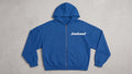 Sudadera con cremallera oversize azul cobalto con logotipo bombswell en el pecho